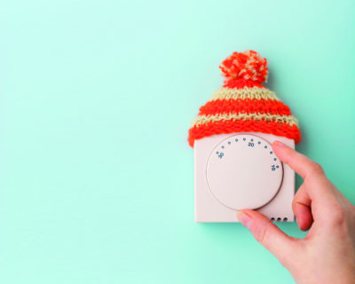 thermostat with woolly hat