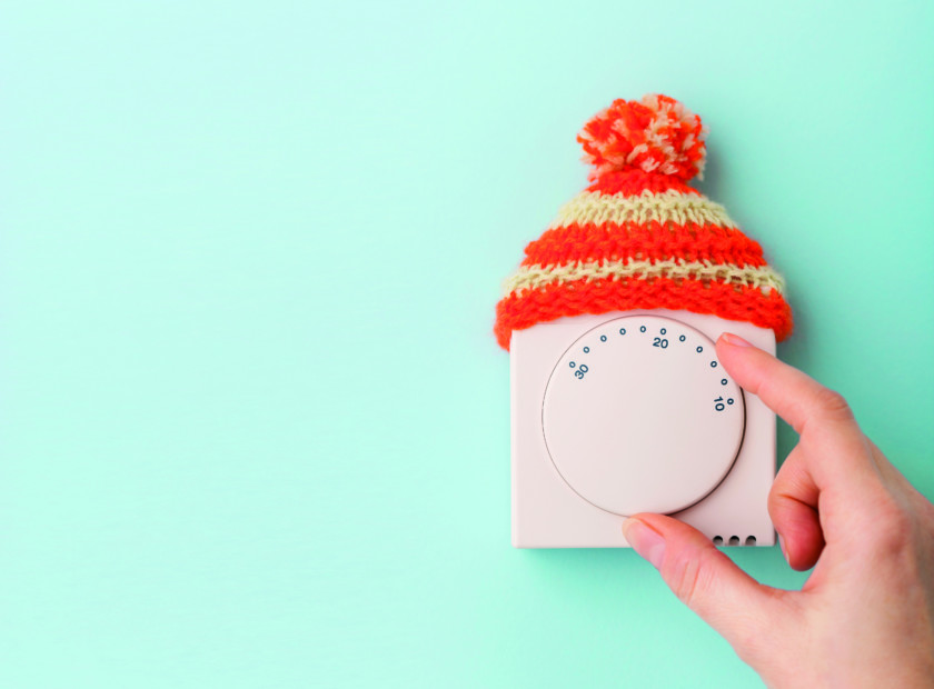 thermostat with woolly hat