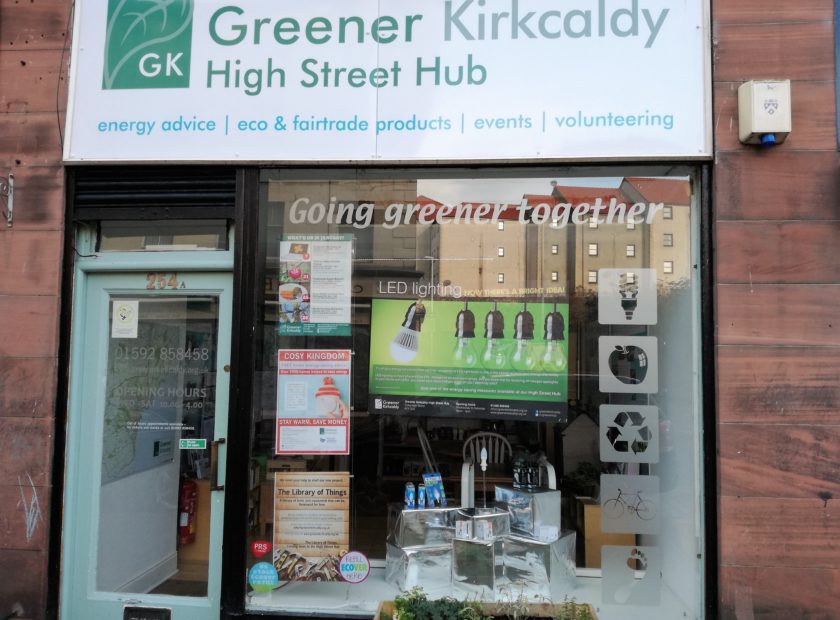 Greener Kirkcaldy high street hub shop front