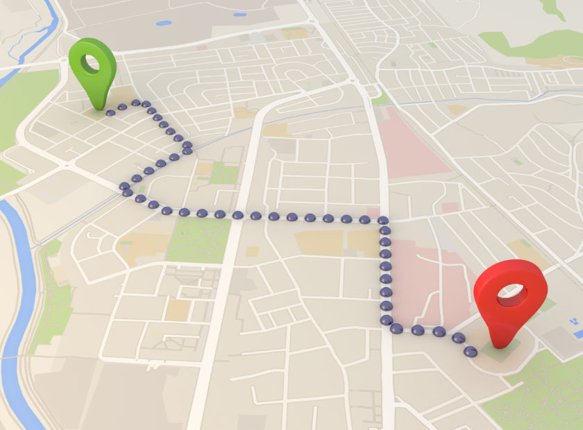 city map with Pin Pointers 3d rendering image