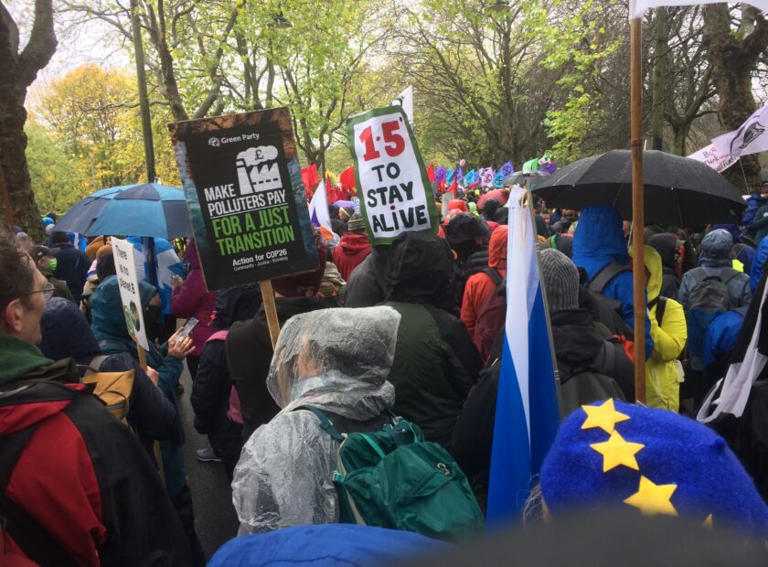 people at the Cop26 climate march in Glasgow