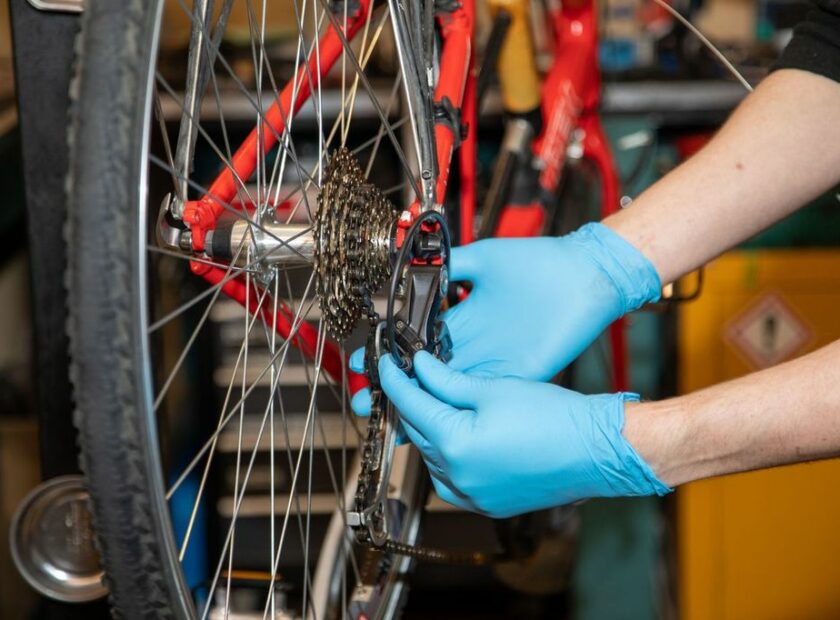 Cycle Mechanic making repairs