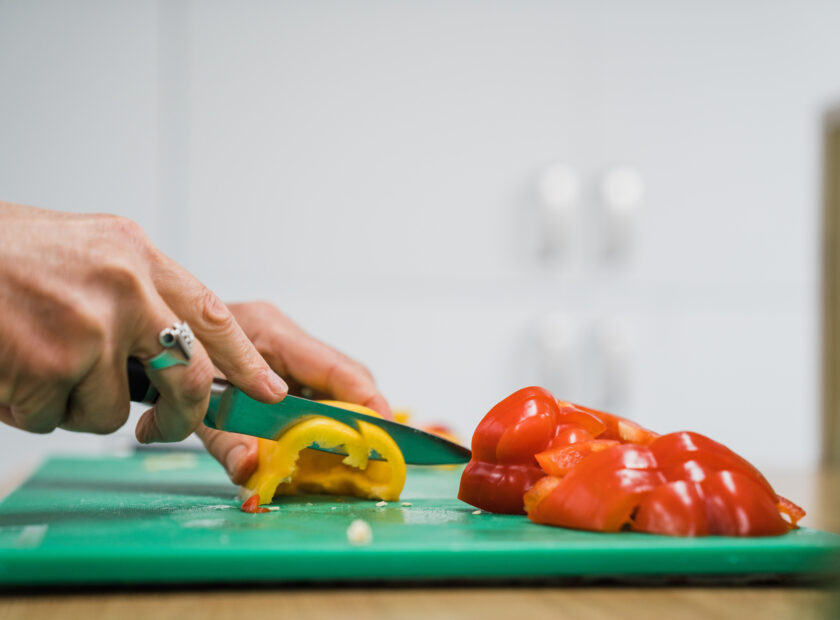 Preparing food in the Lang Spoon Community Kitchen