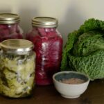 Jars of ferments on a table